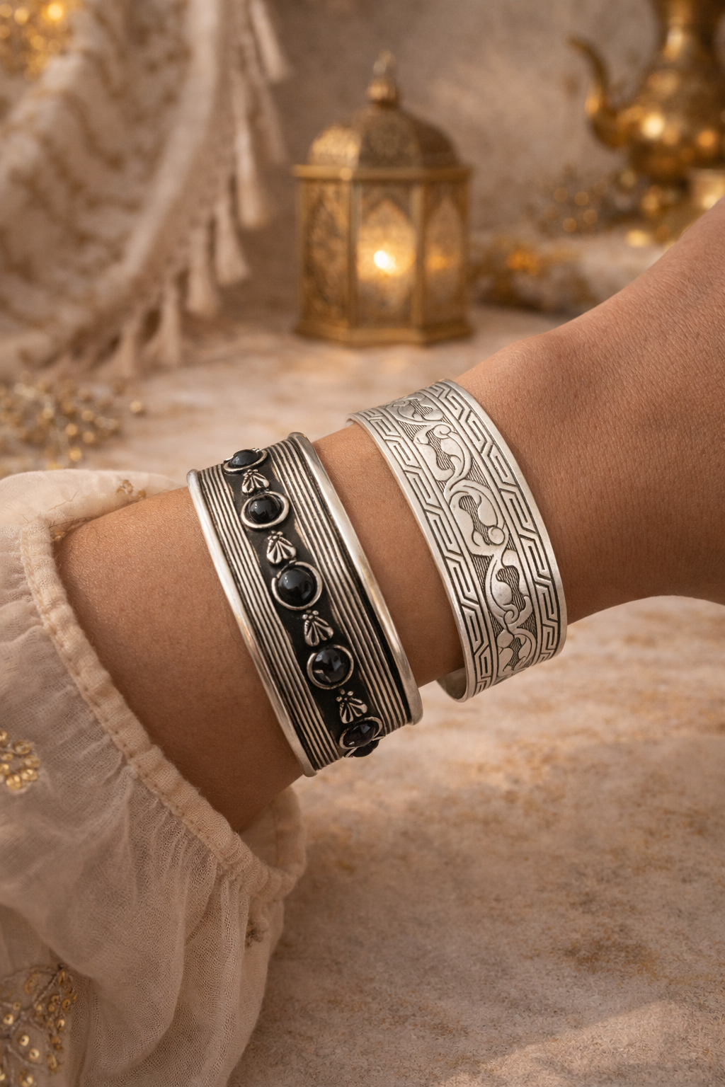 Bracelets artisanaux en métal plaqué argent